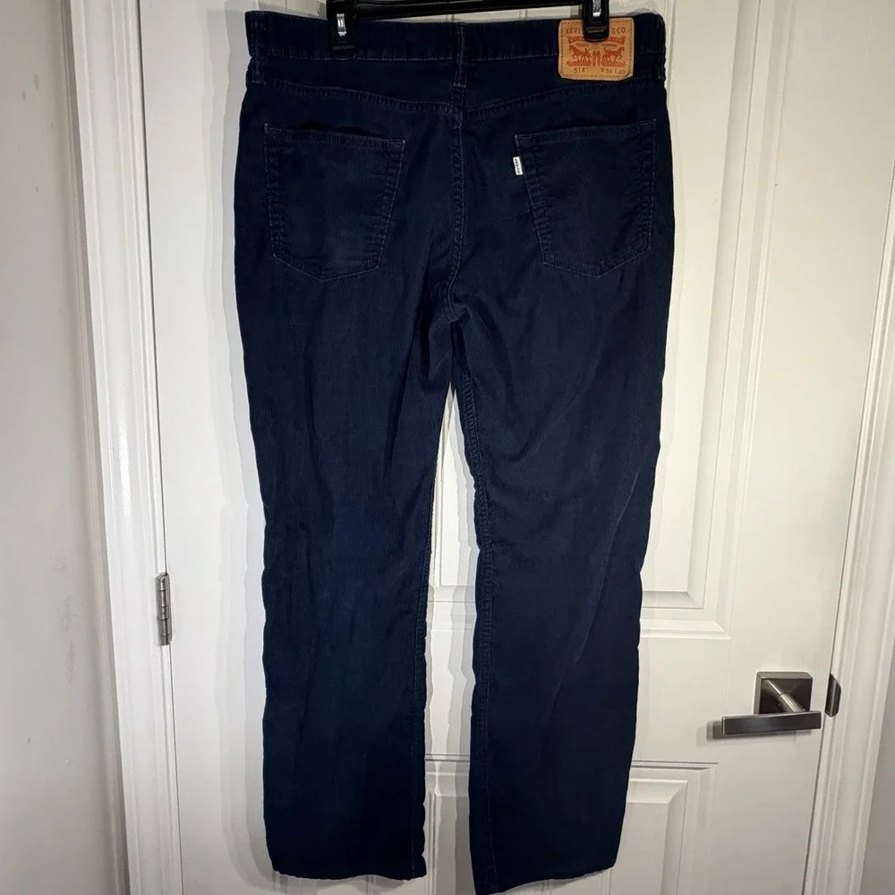 Levi's 514 Navy Corduroy‎ Straight Leg Pants Men's 34x29